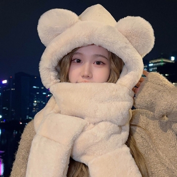 Σετ τριών τεμαχίων: καπέλο με αυτιά αρκούδας, κασκόλ και γάντια; Υλικό: πολυεστέρας; Σύνθεση: κασκόλ, καπέλο и γάντια; Μοντέλο: μονόχρωμο; Διαδικασία βαφής: tie-dye; Προέλευση: πόλη Yiwu