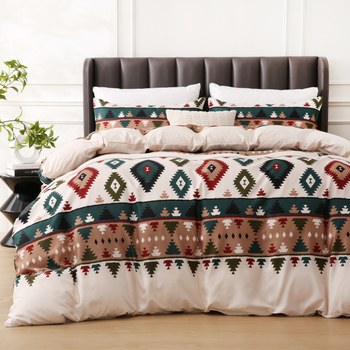 ZBY Nordic geometrijski prugasti otisak navlaka za pokrivač, 3-dijelni set, bijela, za krevet širine 2,0 m