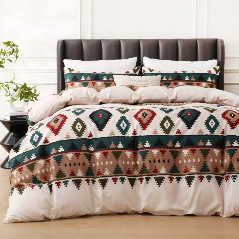 ZBY Nordic geometrijski prugasti otisak navlaka za pokrivač, 3-dijelni set, bijela, za krevet širine 2,0 m