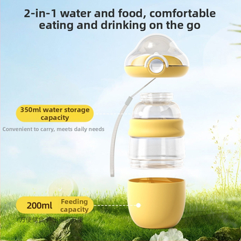 Hordozható kutya vízivó palack integrált víz- és etetőtartállyal — hőálló átlátszó PC részek, PP test, csúszásmentes TPR gyűrű, Sour Bear