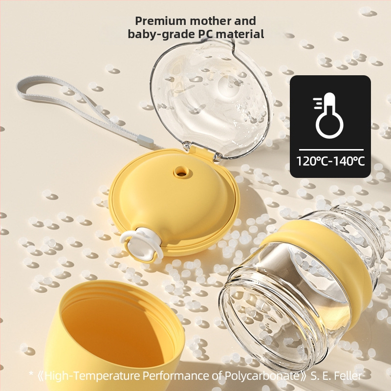 Hordozható kutya vízivó palack integrált víz- és etetőtartállyal — hőálló átlátszó PC részek, PP test, csúszásmentes TPR gyűrű, Sour Bear