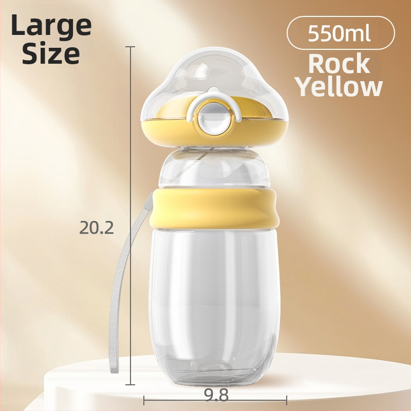 Hordozható kutya vízivó palack integrált víz- és etetőtartállyal — hőálló átlátszó PC részek, PP test, csúszásmentes TPR gyűrű, Sour Bear