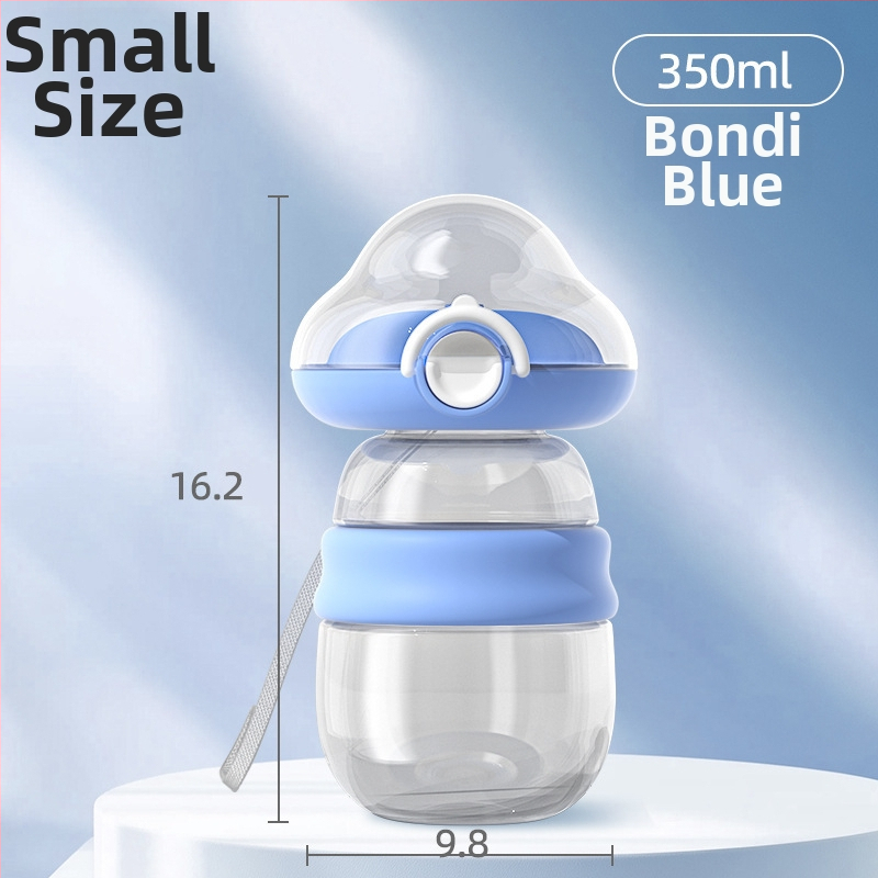 Hordozható kutya vízivó palack integrált víz- és etetőtartállyal — hőálló átlátszó PC részek, PP test, csúszásmentes TPR gyűrű, Sour Bear