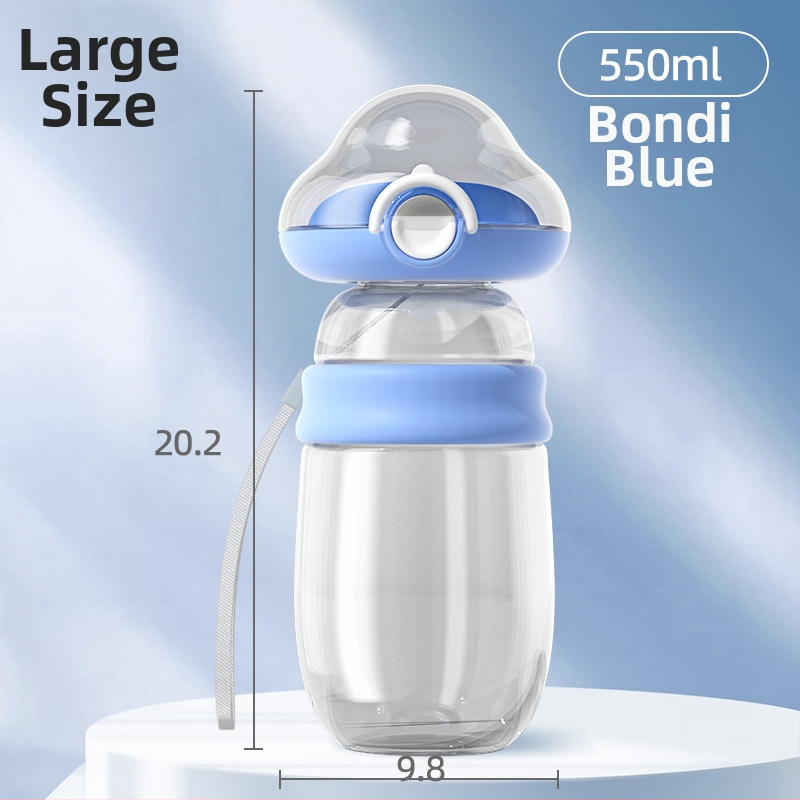 Hordozható kutya vízivó palack integrált víz- és etetőtartállyal — hőálló átlátszó PC részek, PP test, csúszásmentes TPR gyűrű, Sour Bear