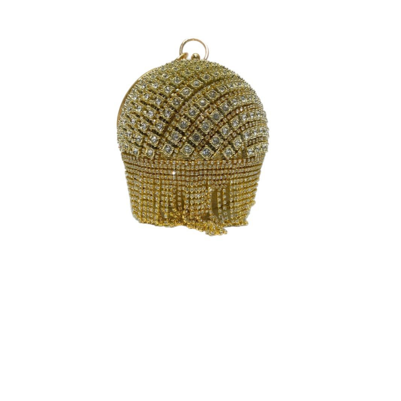 Okružna večernja clutch torbica od PU kože s dijamantima, satenska podstava, unutarnja džep za mobitel, Box bag stil