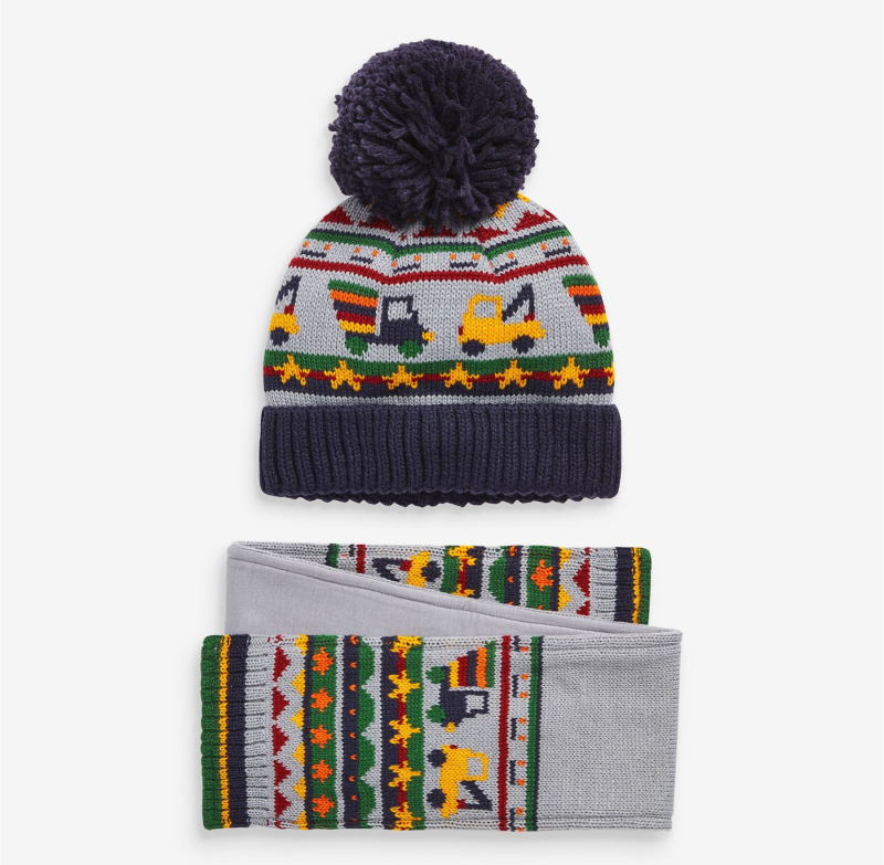 Σετ σκουφί και φουλάρι για παιδιά από μαλλί με θέμα αυτοκίνητο κινουμένων σχεδίων, δύο τεμάχια, unisex, ζακάρντ