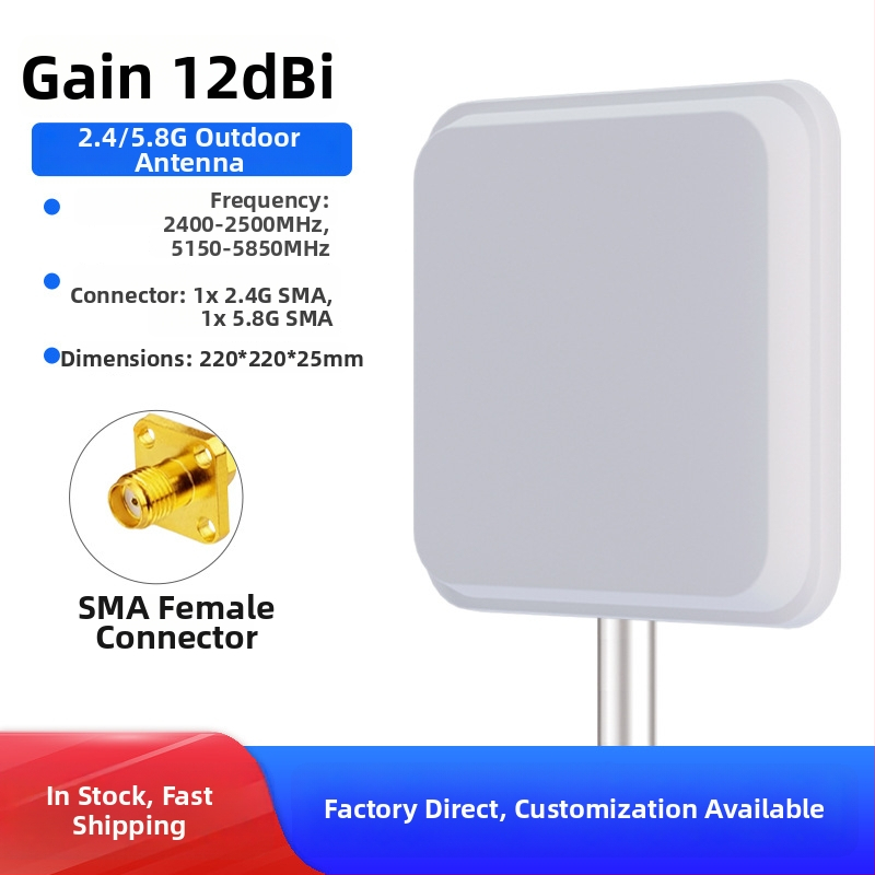 WiFi smerová plochá panelová anténa, 2,4/5,8 GHz, zisk 18 dBi, AP mostná stanica