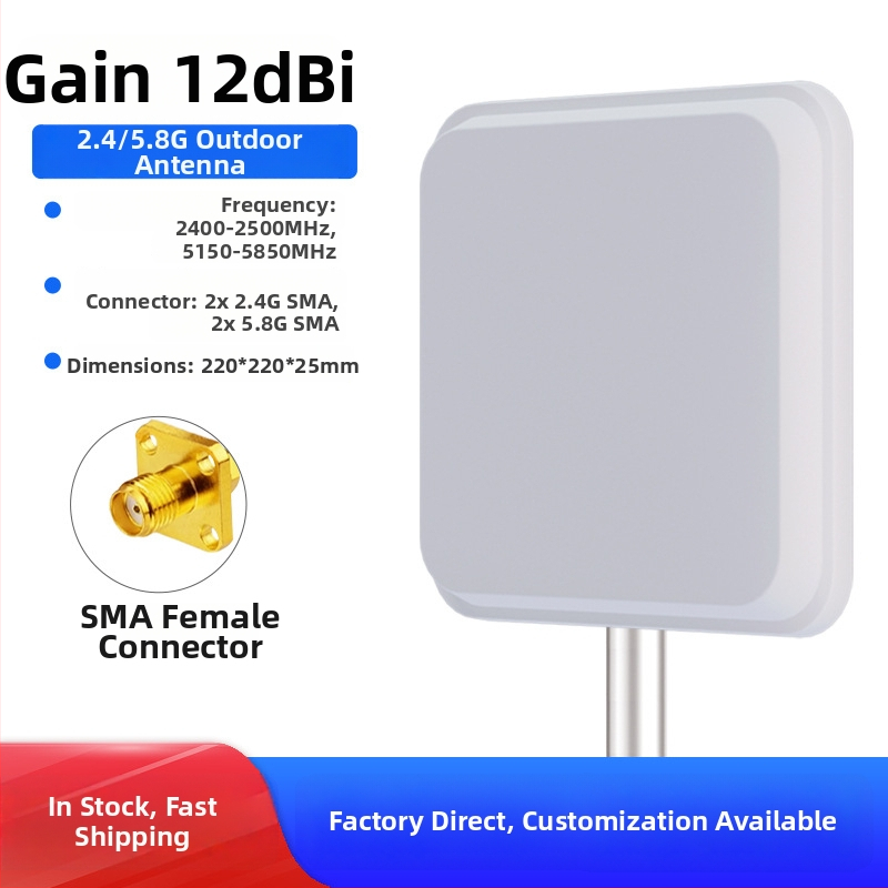 WiFi smerová plochá panelová anténa, 2,4/5,8 GHz, zisk 18 dBi, AP mostná stanica