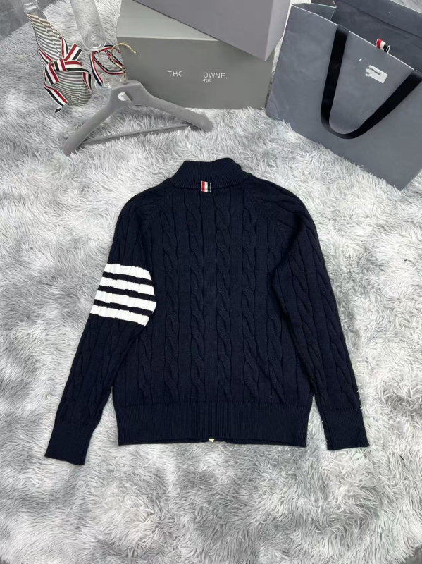 Nova TB pletena jakna-cardigan za muškarce i žene, visokog kvaliteta, s četiri pruge, koledžanski stil, casual kardigan sa zatvaračem i stojećim ovratnikom