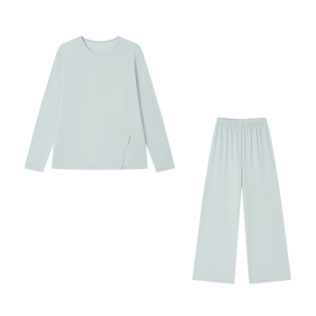 Ženski pidžama set od vlakana morskih algi s kapuljom, moderni minimalistički stil, srednja debljina, okrugli ovratnik, dugi rukavi