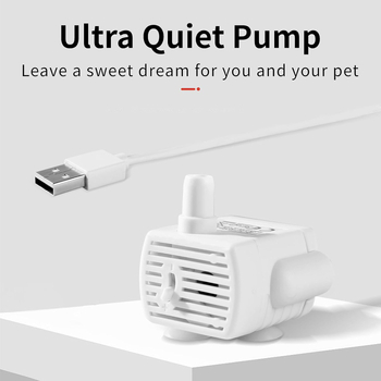 Помпа за поилка на домашни любимци, подводна, регулируем поток, 5V 1A DC, USB захранване, LED осветление, защита от сух ход