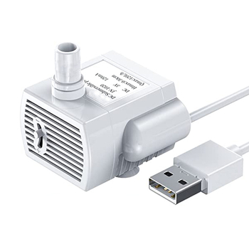 Помпа за поилка на домашни любимци, подводна, регулируем поток, 5V 1A DC, USB захранване, LED осветление, защита от сух ход