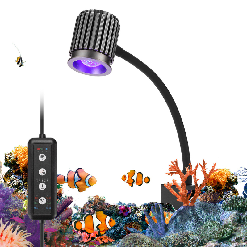 LED svjetlo za korale za morski akvarij od aluminijske legure, 10W, prilagodljivi tajmer, scensko osvjetljenje, klipsa za pričvršćivanje