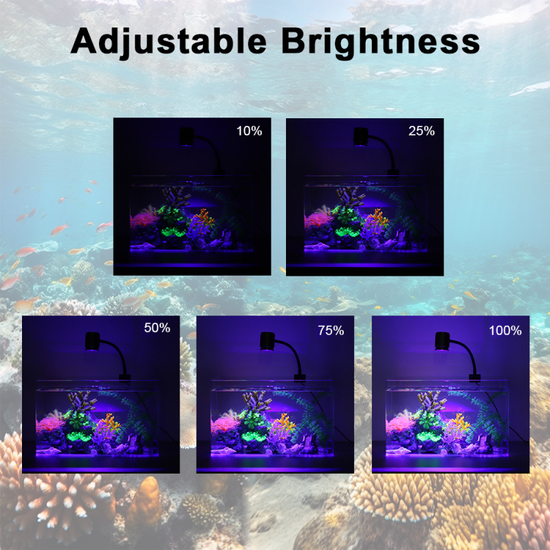 LED svjetlo za korale za morski akvarij od aluminijske legure, 10W, prilagodljivi tajmer, scensko osvjetljenje, klipsa za pričvršćivanje