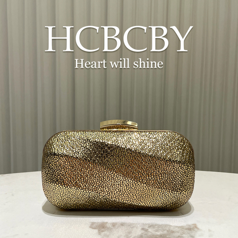 Box clutch za večer sa svjetlucavim završetkom, tvrdi pravokutni oblik, poliester podstava, zatvarač na bravu, trodimenzionalna vanjska strana