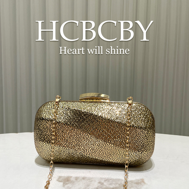 Box clutch za večer sa svjetlucavim završetkom, tvrdi pravokutni oblik, poliester podstava, zatvarač na bravu, trodimenzionalna vanjska strana