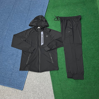 Мъжки комплект за спорт на открито: качулково яке за тичане с дълъг ръкав - Ice silk плат, Nylon 48%, подплата Lyocell 85% с Lycra