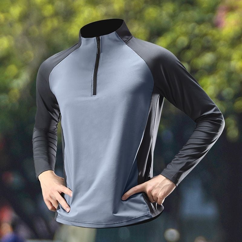 Мъжка антибактериална тениска с дълъг ръкав, райета, полиестер