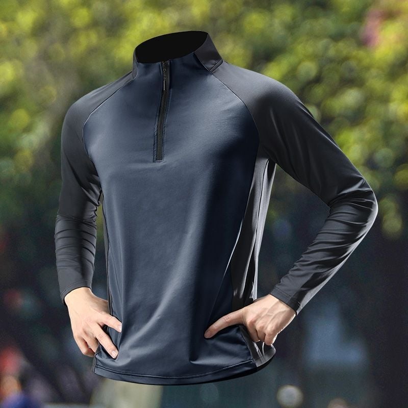 Мъжка антибактериална тениска с дълъг ръкав, райета, полиестер