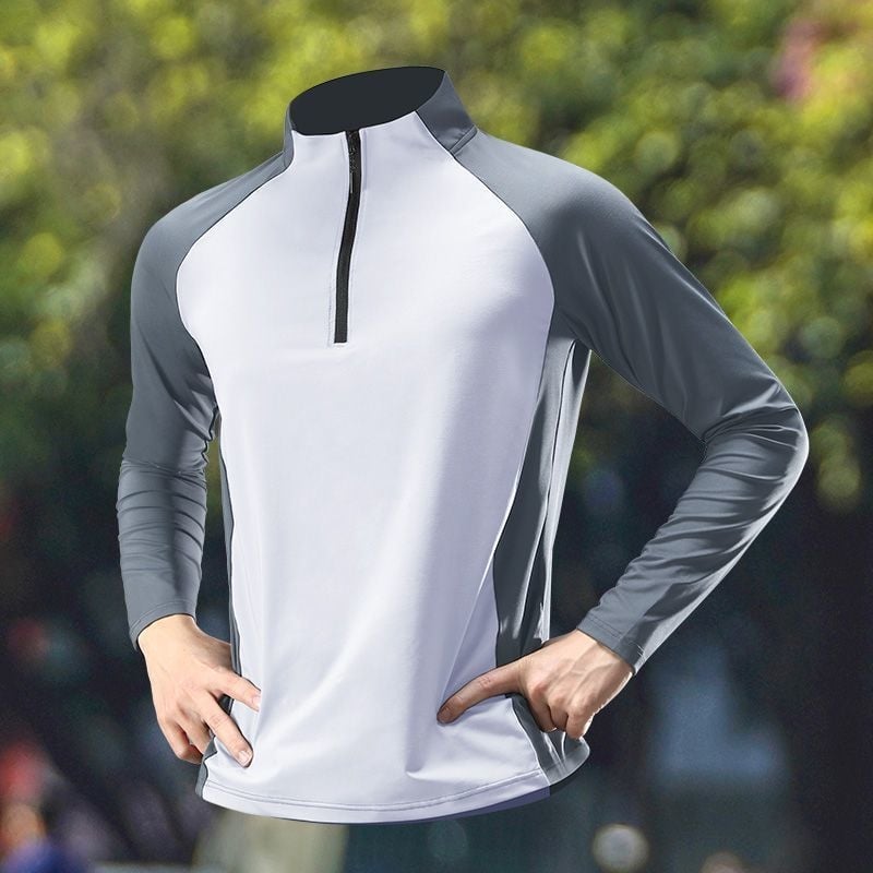 Мъжка антибактериална тениска с дълъг ръкав, райета, полиестер