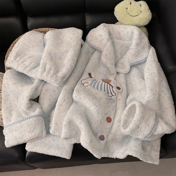 Set de pijamale, stil cardigan, drăguț și dulce; țesătură poliester, grosime extra 401-500 g/m², mâneci lungi