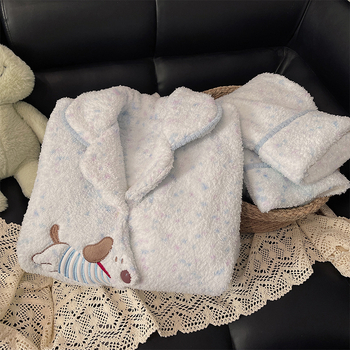 Set de pijamale, stil cardigan, drăguț și dulce; țesătură poliester, grosime extra 401-500 g/m², mâneci lungi