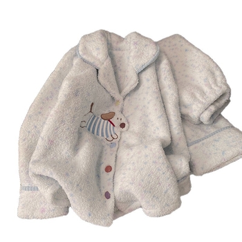 Set de pijamale, stil cardigan, drăguț și dulce; țesătură poliester, grosime extra 401-500 g/m², mâneci lungi