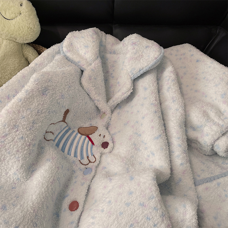 Set de pijamale, stil cardigan, drăguț și dulce; țesătură poliester, grosime extra 401-500 g/m², mâneci lungi