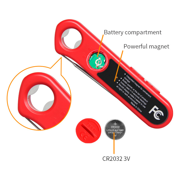 Θερμόμετρο φαγητού με διπλό ανιχτήρα, πτυσσόμενο ψηφιακό θερμόμετρο για μπάρμπεκιου, μοντέλο ZXD162, εύρος -50~300