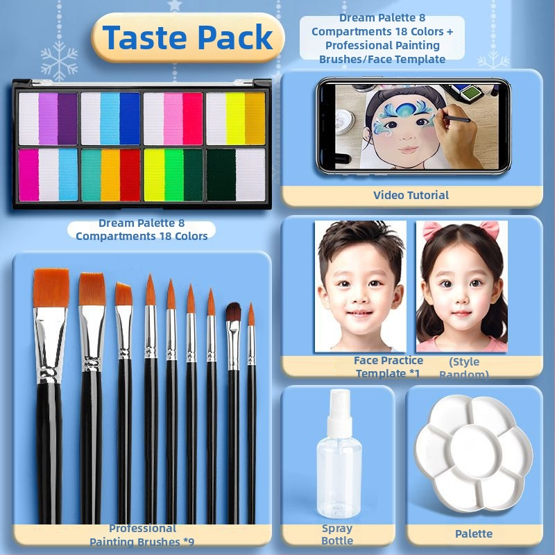 Комплект за детско лицево рисуване с гуаш, водоразтворим и миещ се, 1 бр в единична кутия