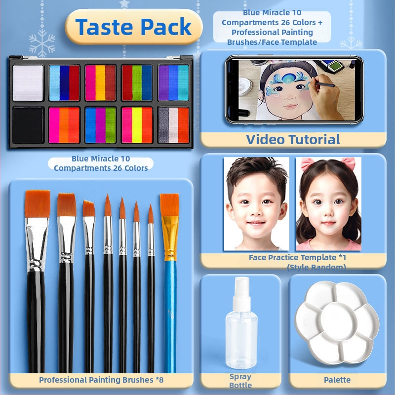 Комплект за детско лицево рисуване с гуаш, водоразтворим и миещ се, 1 бр в единична кутия
