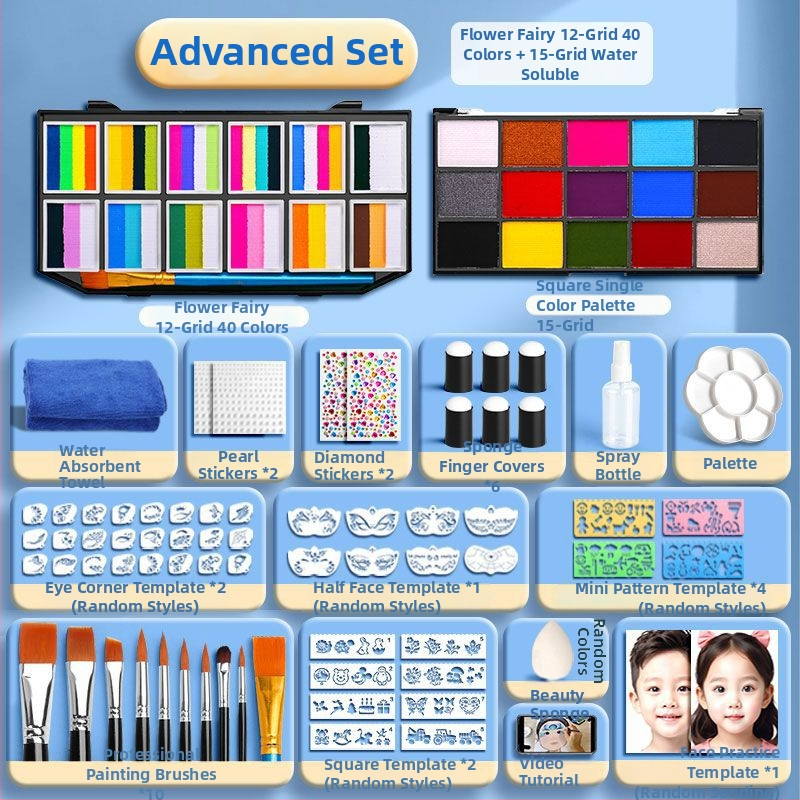 Комплект за детско лицево рисуване с гуаш, водоразтворим и миещ се, 1 бр в единична кутия