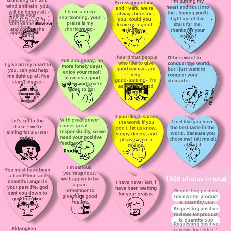 Стикери за оценки за доставки — пост-ит стикери за оценяване с ръкописни петзвездни коментари за магазин за чай с мляко; марка: Youka; вътрешни страници: Други; IP разрешение: Не