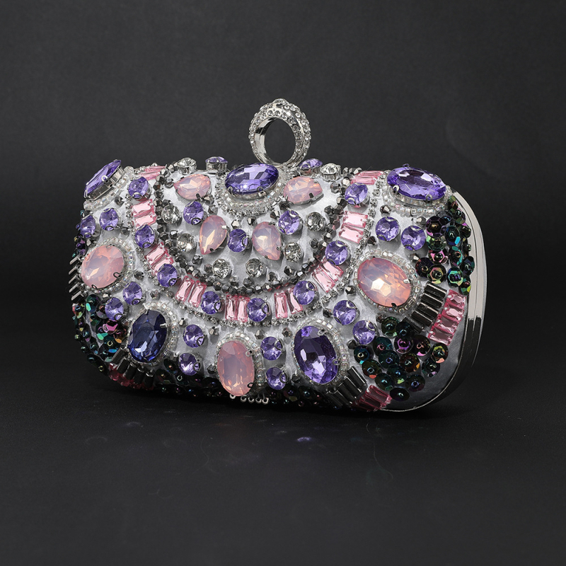 Večernja clutch torbica, pravokutnog oblika, poliester, pretinac za telefon, zatvaranje poklopca