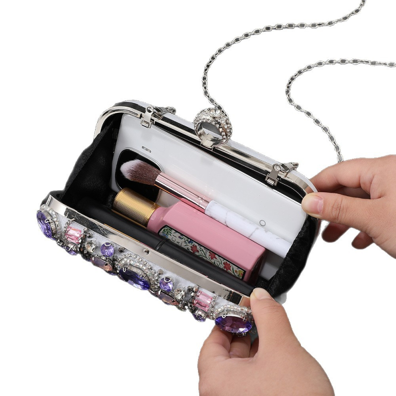 Večernja clutch torbica, pravokutnog oblika, poliester, pretinac za telefon, zatvaranje poklopca