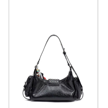 Torba za ramena satchel, ulični stil, PU materijal, vodoravni kvadratni oblik, zatvarač, pretinac za mobitel