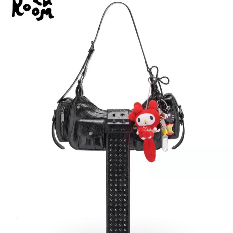 Torba za ramena satchel, ulični stil, PU materijal, vodoravni kvadratni oblik, zatvarač, pretinac za mobitel