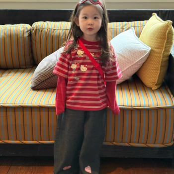 Tricou pentru copii cu mâneci lungi, stil coreean, imprimeu desen animat, 60% bumbac