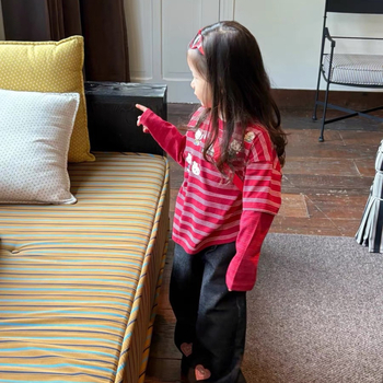 Tricou pentru copii cu mâneci lungi, stil coreean, imprimeu desen animat, 60% bumbac