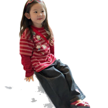 Tricou pentru copii cu mâneci lungi, stil coreean, imprimeu desen animat, 60% bumbac