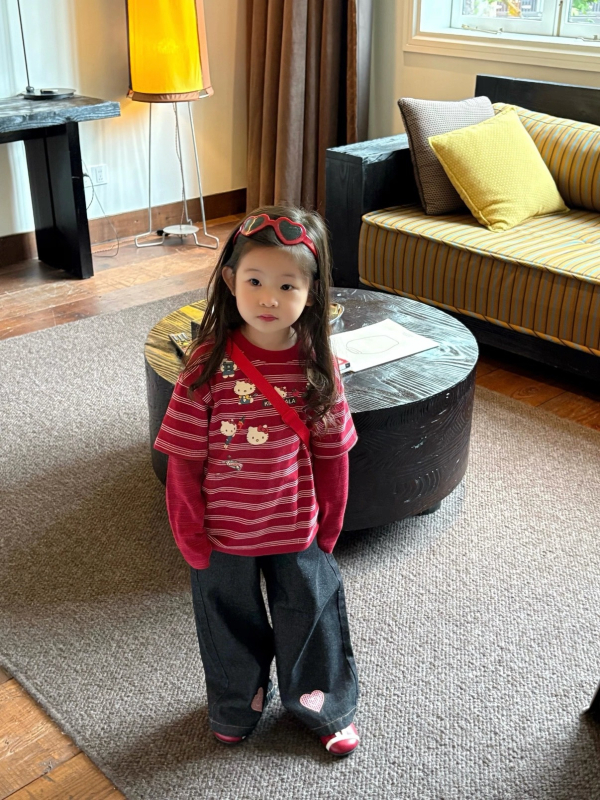 Tricou pentru copii cu mâneci lungi, stil coreean, imprimeu desen animat, 60% bumbac