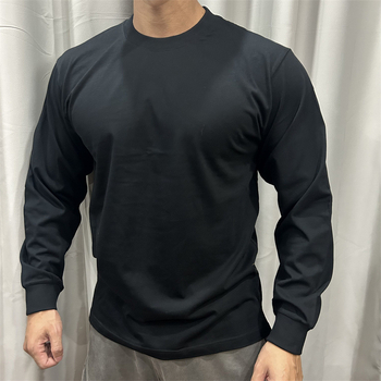 Памучна тениска с дълъг ръкав, райета, свободен силует, тегло 180–250 г