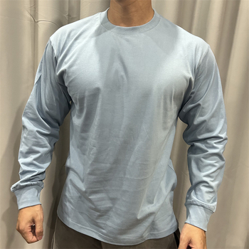 Памучна тениска с дълъг ръкав, райета, свободен силует, тегло 180–250 г