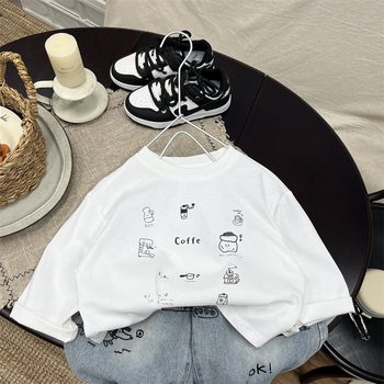 Dječja majica s dugim rukavima, korejskog stila, karikatura, okrugli izrez, 98% pamuka