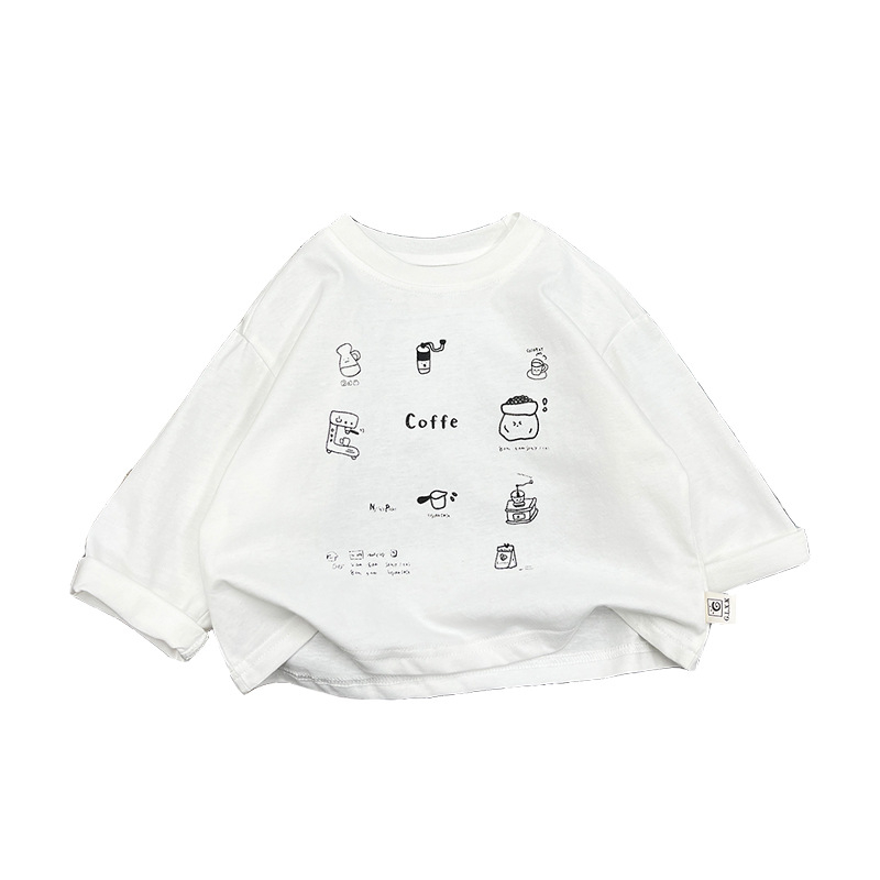 Dječja majica s dugim rukavima, korejskog stila, karikatura, okrugli izrez, 98% pamuka
