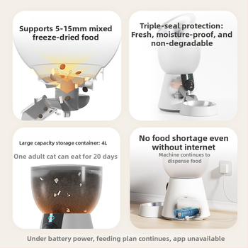 Petwant F17 okos állateledel-adagoló, 4L kapacitás, WiFi (2.4G/5G), alkalmazásvezérlés, levehető kialakítás