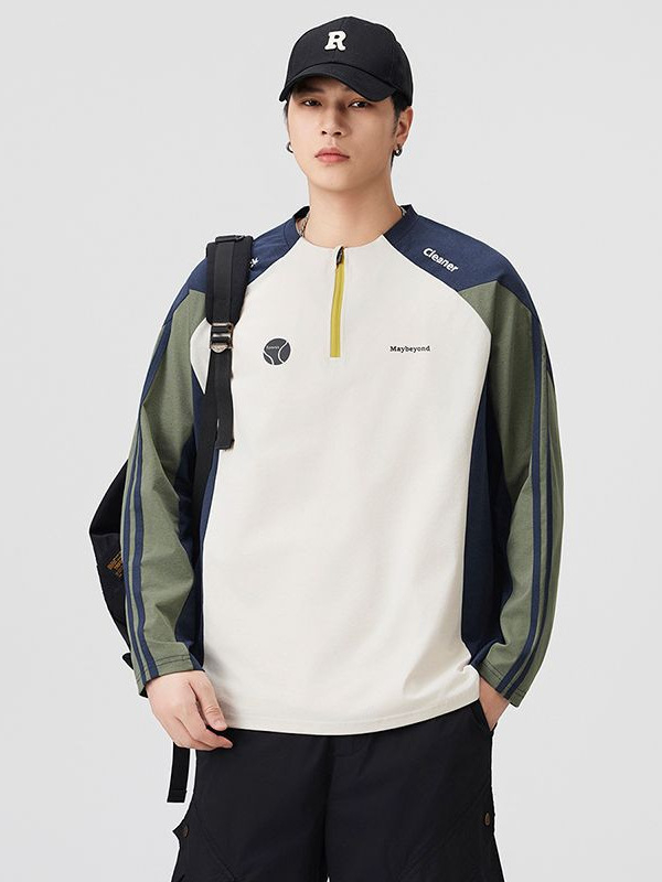 Мъжка есенна тениска с дълъг ръкав, антибактериална, бързосъхнеща, свободна кройка, кръгла яка, 100% полиестер (Desang plain weave)