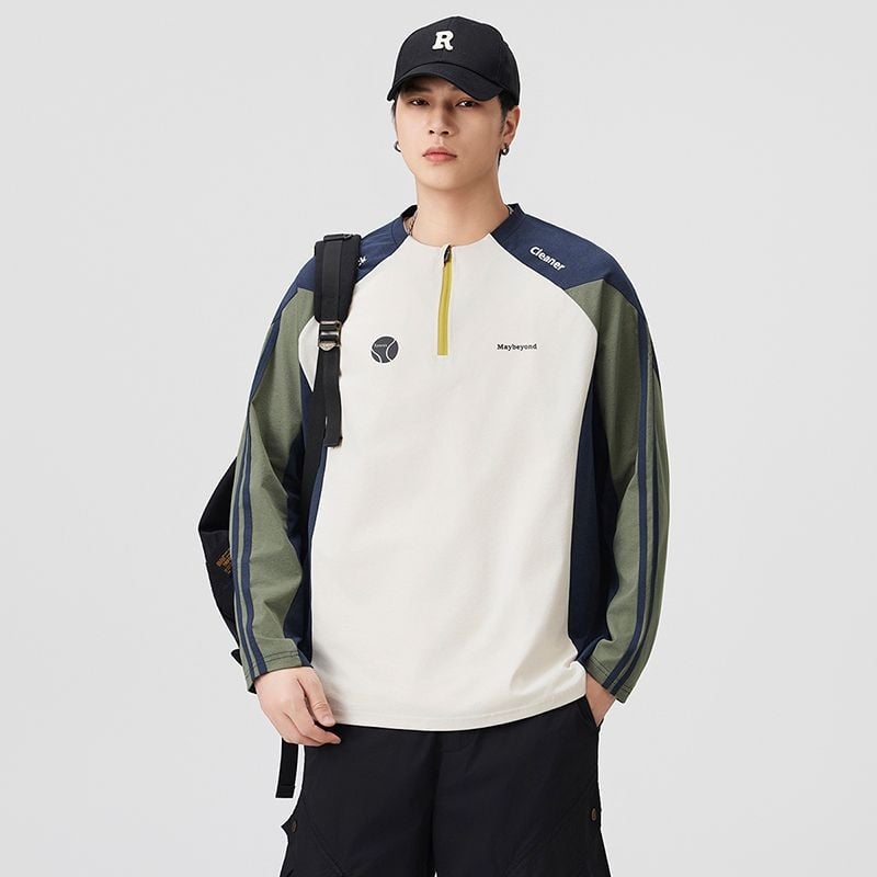 Мъжка есенна тениска с дълъг ръкав, антибактериална, бързосъхнеща, свободна кройка, кръгла яка, 100% полиестер (Desang plain weave)