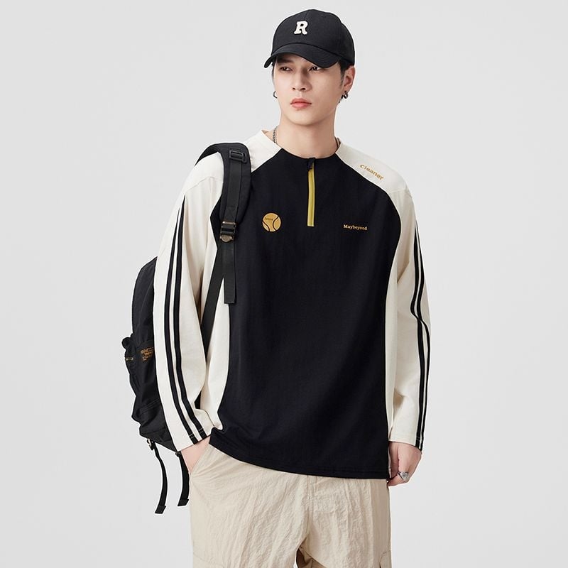 Мъжка есенна тениска с дълъг ръкав, антибактериална, бързосъхнеща, свободна кройка, кръгла яка, 100% полиестер (Desang plain weave)