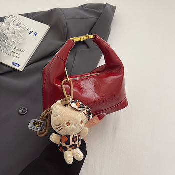 PU Dumpling torba za žene, horizontalno kvadratna torba preko ramena sa zatvaračem, unutarnja džep sa zatvaračem, gradski minimalistički stil, Proljeće 2025